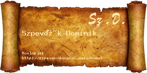 Szpevák Dominik névjegykártya